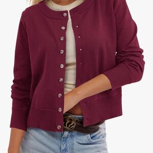 Women's Burgundy Cardigan Sweater